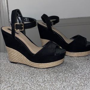 Black suede wedge